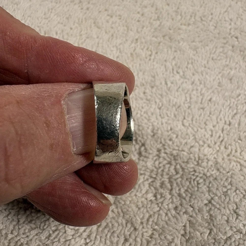 B&B Sterling 925 Artisan Steampunk Industrial Mixed Metal Ring Size 7 Vintage - Picture 6 of 10